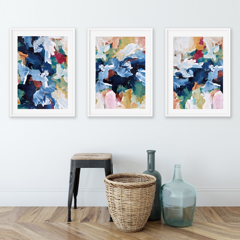 SET OF 3 Framed Art Abstract Print Wall Art Large Wall Art Etsy