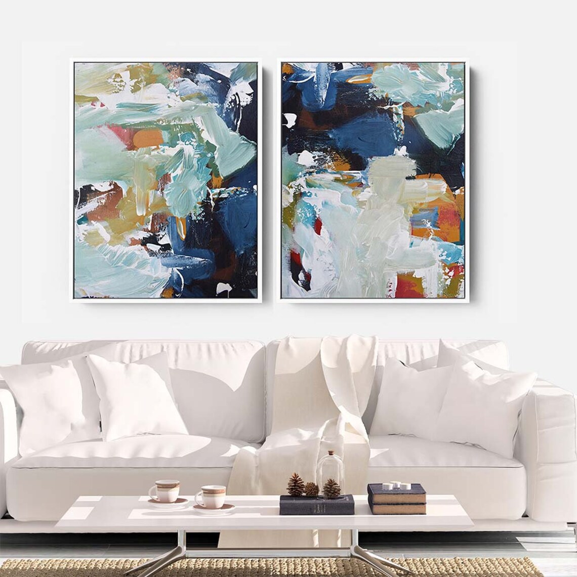 Large Canvas Set Of 2. Monochrome Abstract Canvas Set Of 2. Etsy