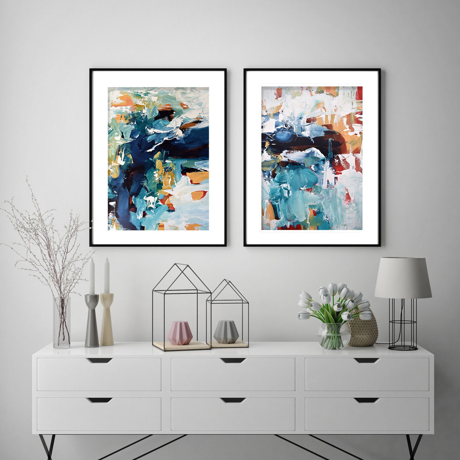 Set of 2 Artwork. Framed Art Set. Large Framed Artwork Set. - Etsy UK