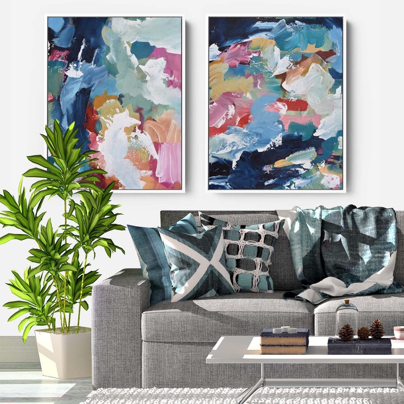 Oversized Colorful Canvas Art Large Abstract Framed Wall Art. Etsy