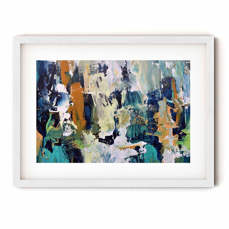 Framed ART Abstract Print Wall Art, Large Wall Art, Blue Abstract Print, Blue Room Decor Abstract Art Print from Painting Modern Abstract image 4