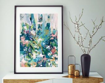 Large Framed Art Abstract Print Wall Art, Large Wall Art, Blue Abstract Print, Blue Room Decor Abstract Art Print from Painting Modern