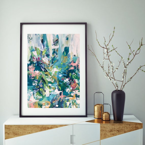 Large Framed Art Abstract Print Wall Art Large Wall Art Blue | Etsy