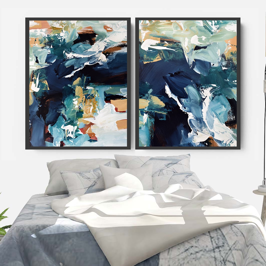 Large Abstract Art From Original Painting Framed Canvas Print | Etsy