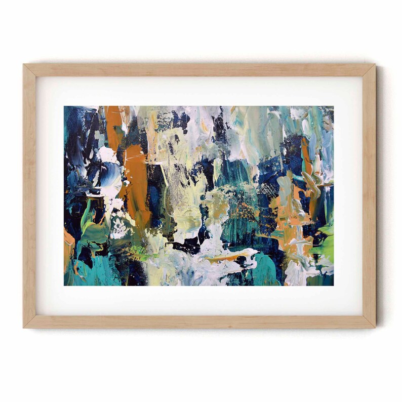 Framed ART Abstract Print Wall Art, Large Wall Art, Blue Abstract Print, Blue Room Decor Abstract Art Print from Painting Modern Abstract image 1