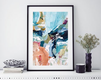 Abstract Painting Print Wall Art, Large Wall Art, Abstract Print, Giclee Print With Frame Abstract Art poster Print Landscape Pastel Colours