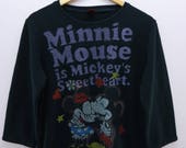 Vintage Minnie Mouse Sweatshirt Big Logo Popular Mouse Funny Cartoon Half Sleeve Pullover Round Neck Street Wear Sweater Size 3L