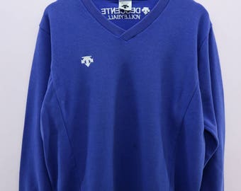 Vintage Descente Volleyball Long Sleeve Embroidered Logo Sports Wear Street Wear Pullover Sweatshirt Size L