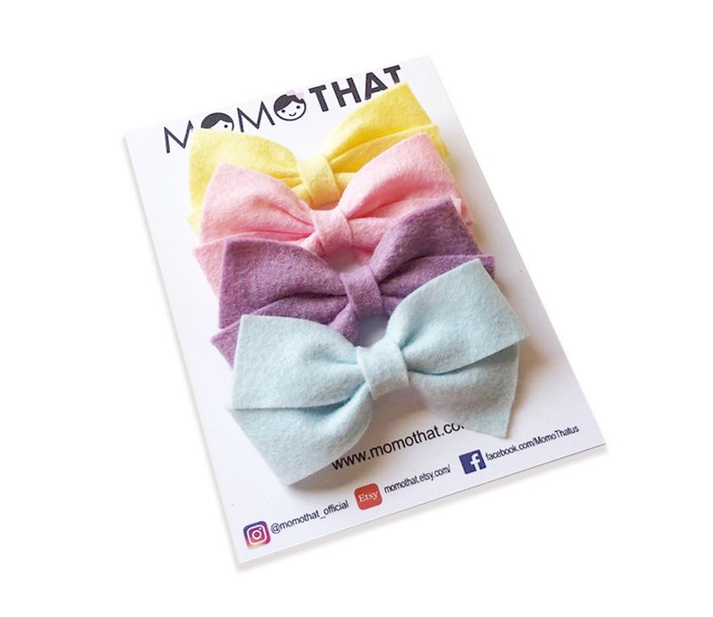 baby hairclips baby headband wool headband Pastel felt bow collection wool felt