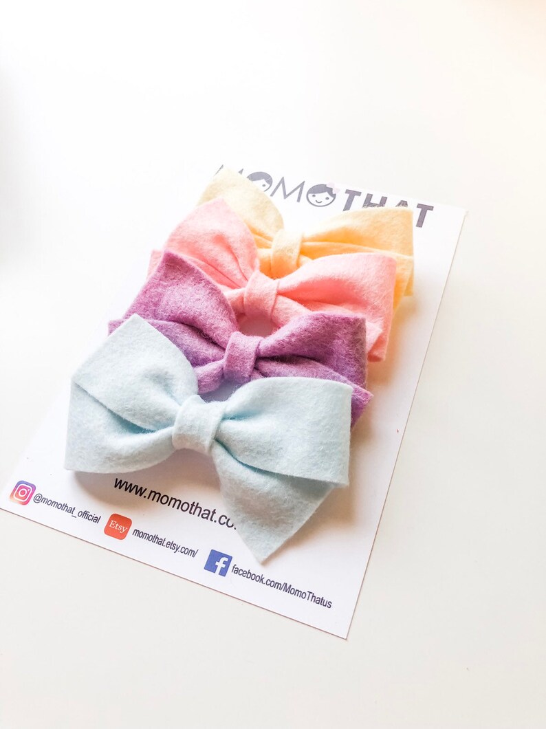 baby hairclips baby headband wool headband Pastel felt bow collection wool felt