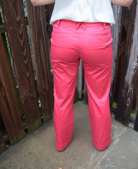 High waisted hot pink flair leg trousers - image 3