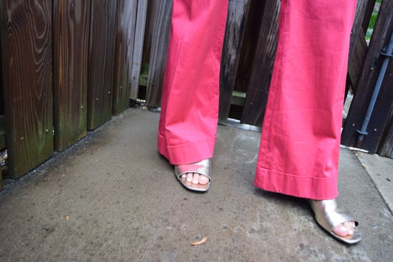 High waisted hot pink flair leg trousers - image 4