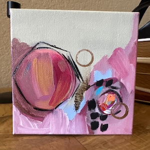 Original Abstract Fine Art Painting: Geometric Shapes, 6x6 Canvas