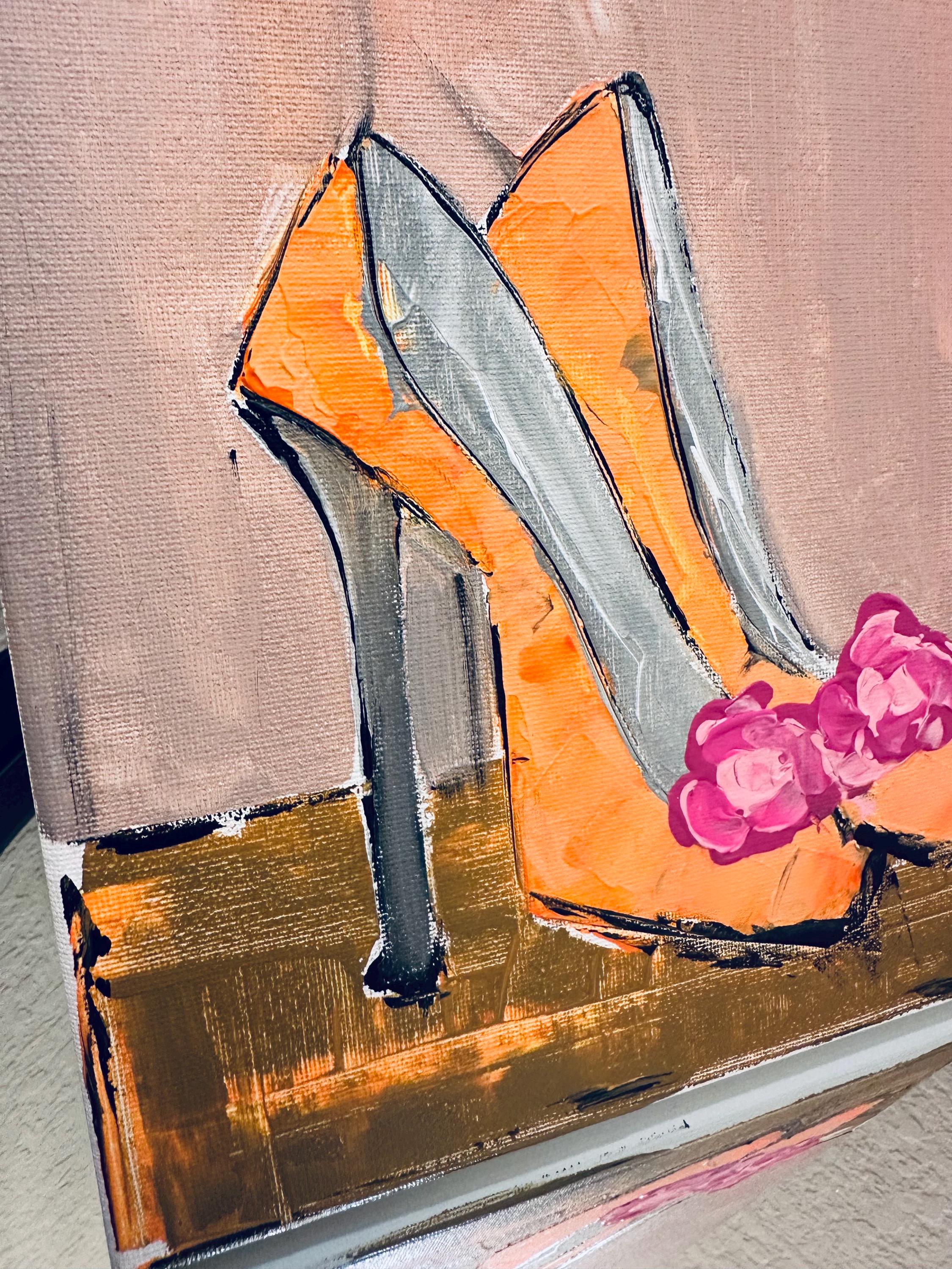 Abstract Fashion Art, Abstract High Heels, 8x10” Canvas Painting, Pink ...