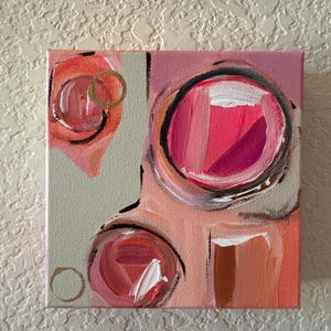 Abstract Fine Art Painting: Peach Bellini Modern Artwork (6x6 Canvas)