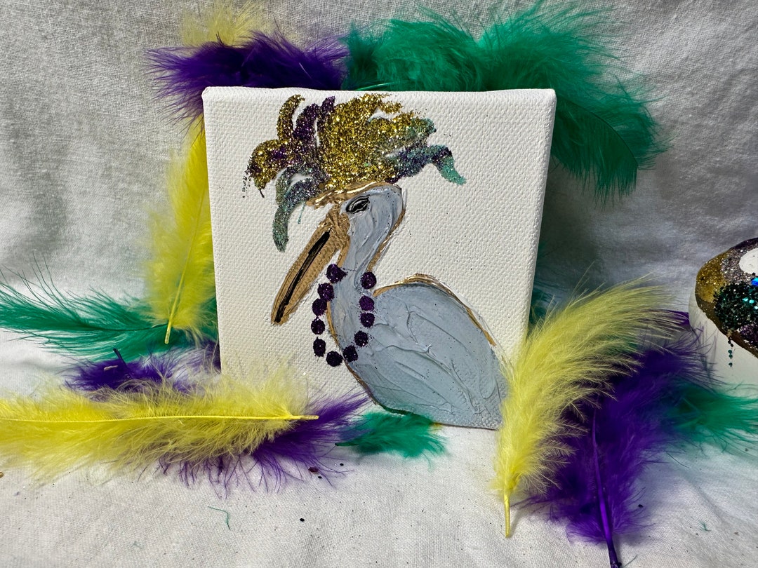 mardi gras pelican painting