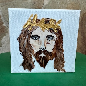 Abstract Acrylic Jesus Painting: Christian Art on Canvas