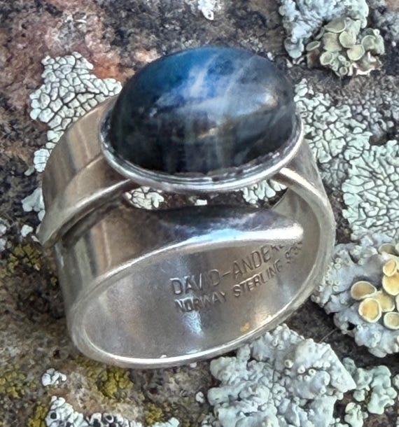 David Andersen Ring Modernist Norway Sterling + Labradorite View 3