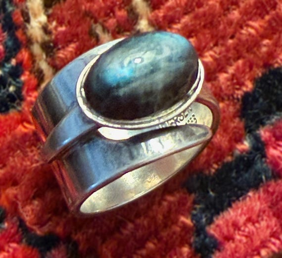 David Andersen Ring Modernist Norway Sterling + Labradorite View 6