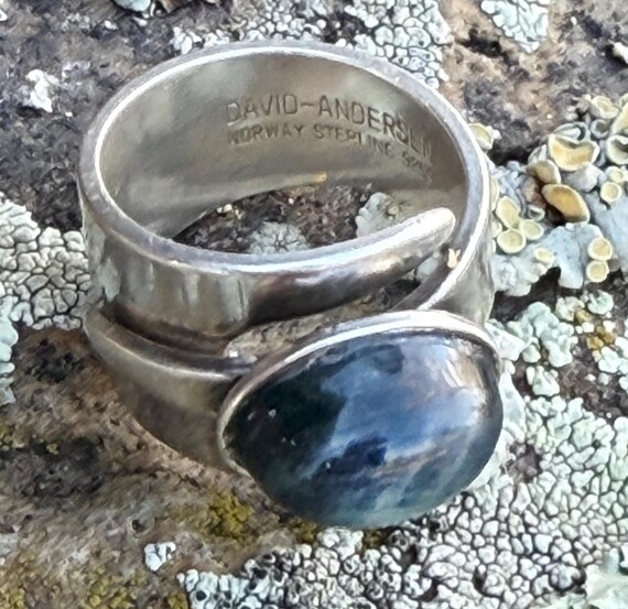 David Andersen Ring Modernist Norway Sterling + Labradorite