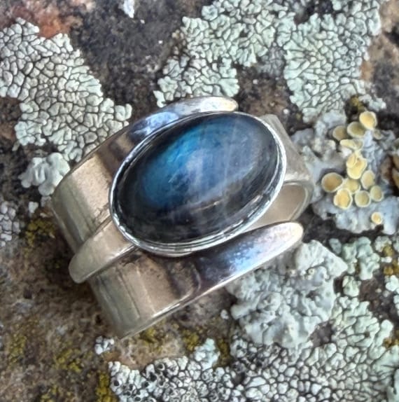 David Andersen Ring Modernist Norway Sterling + Labradorite View 2
