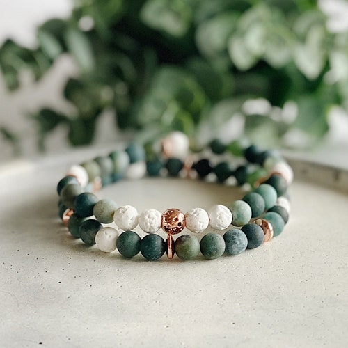 SIVITE Lava Rock Beaded Bracelet - Essential Oil Diffuser With Dog Paw Charm Pet Memorial