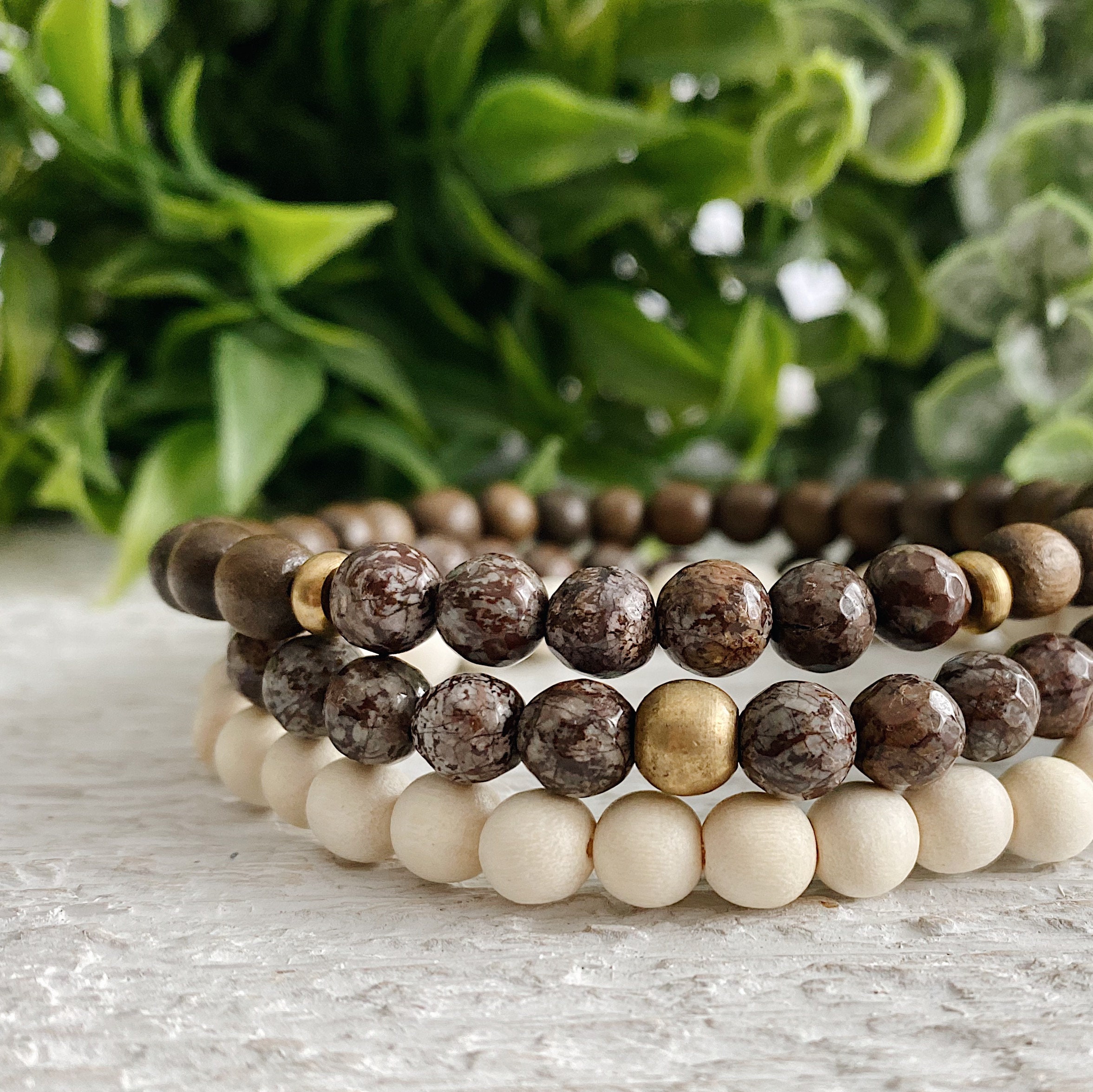 ★クール★Diesel Men's Stacked Black Lava Bead Bracelet Black Lava Natural Beaded Bracelet - Stackable, 8mm Beads