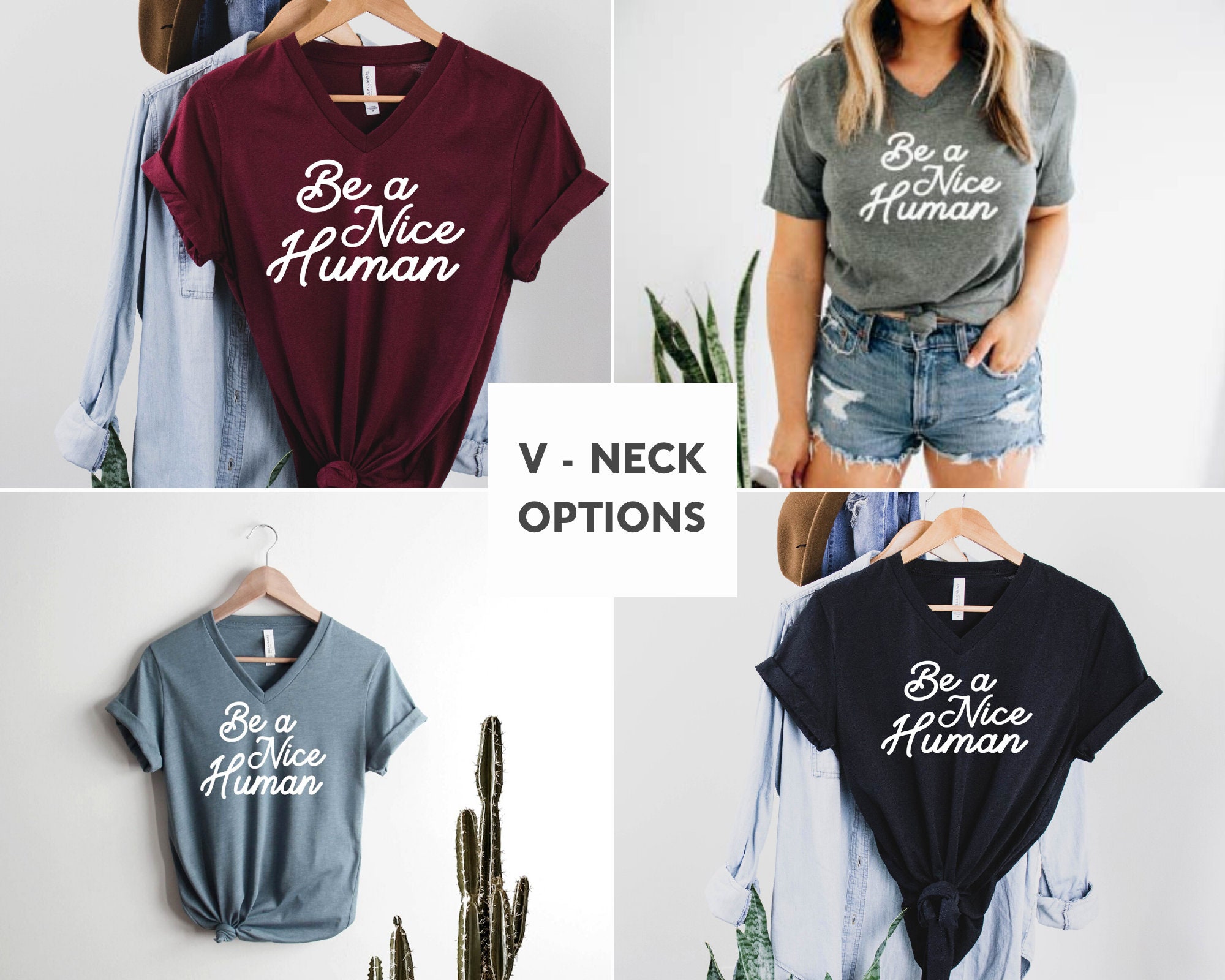 Be A Nice Human V-neck Graphic Tees Be 