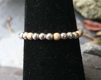 Sterling 925 silver with Peach Gold  14 kt sparkle beads stretch bead Toe rings comfy!  U.K.