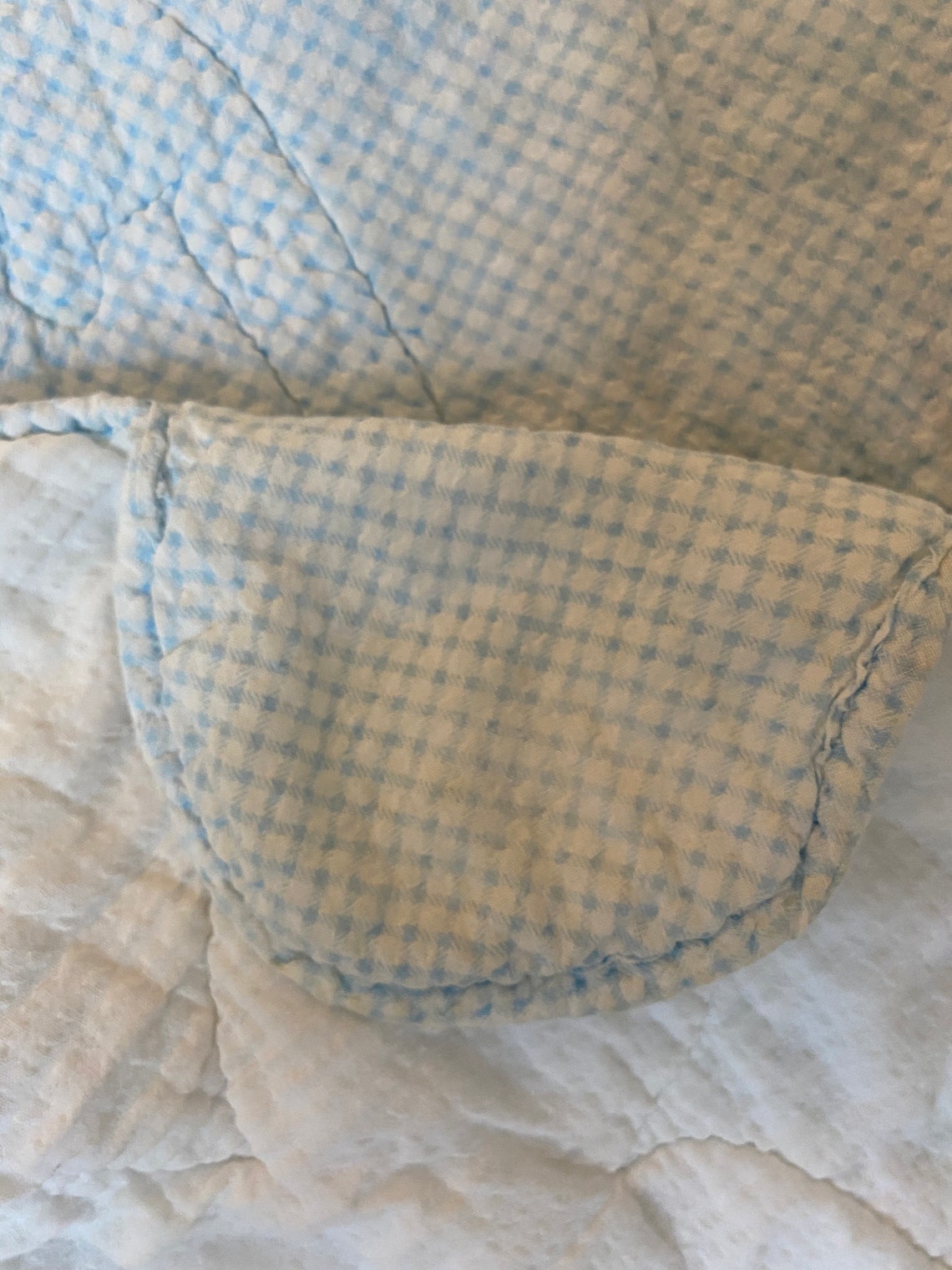 Vintage Blue and White Gingham Baby Blanket Etsy