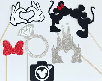 Disney inspired wedding photo booth props, fairytale wedding photo booth props, 6 piece set