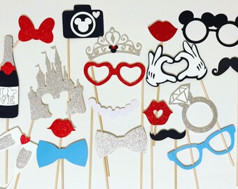 Disney inspired wedding photo booth props, fairytale wedding photo booth props, 19 piece set