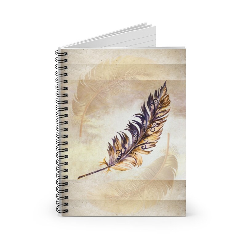 Spiral Notebook Falling Feathers Cover Journal Lined Paper, Notebook ...