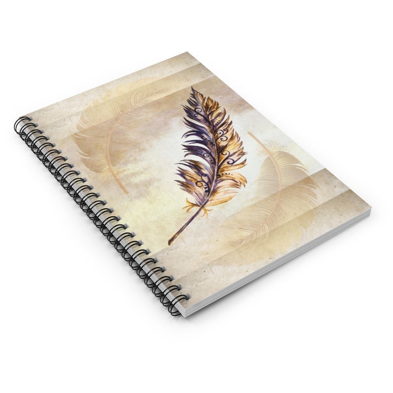 Spiral Notebook - Falling Feathers Cover Journal Lined Paper, Notebook ...