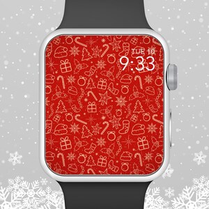 Apple Watch Wallpaper, Mixed Christmas Icons Background Apple Watch Face Design