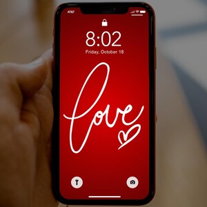Valentines Day hand geschreven liefde met hart, Valentines iPhone Wallpaper, Valentines Cell Phone achtergrond, Valentines iPhone Lock Screen