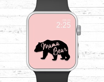 Apple Watch Wallpaper, Mama Bear Rose Quartz Background Apple Watch Face Design