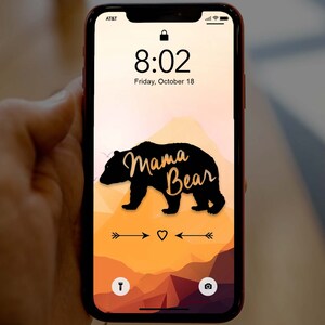 Mama Bear Dark Orange Mountain Art, iPhone wallpaper, Cell phone background, iPhone lock screen, Cell phone wallpaper, Phone background