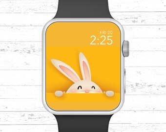 Apple Watch Wallpaper, Easter Bunny Peeking Rabbit Apple Watch Face Design