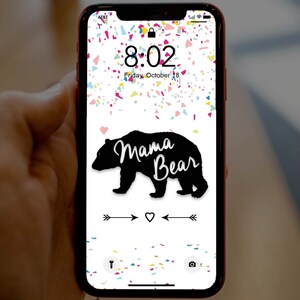 Mama Bear Colorful Confetti, iPhone wallpaper, Cell phone background, iPhone lock screen, Cell phone wallpaper, Phone background