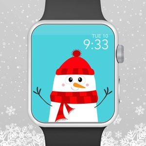 Apple Watch Wallpaper, Snowman With Hat and Scarf Apple Watch Face Design