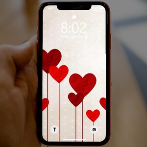Valentines Red Stemmed Heart Flowers, Valentines iPhone wallpaper, Valentines Cell phone background, Valentines iPhone lock screen
