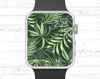Apple Watch Wallpaper, Green Palm with Green Background Apple Watch Face Design