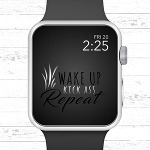 Apple Watch Wallpaper, Wake Up Kick Ass Repeat motiverend citaat ontwerp Apple Watch-ontwerp