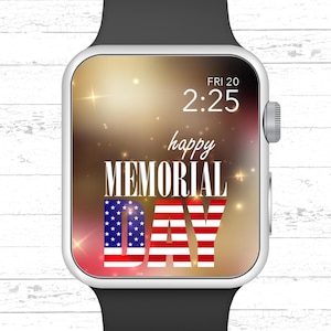 Apple Watch Wallpaper, Happy Memorial Day with Stars Background Apple Watch Face Design