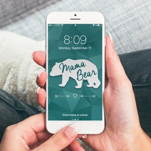 Mama Bear Teal Abstract Background, iPhone wallpaper, Cell phone background, iPhone lock screen, Cell phone wallpaper, Phone background