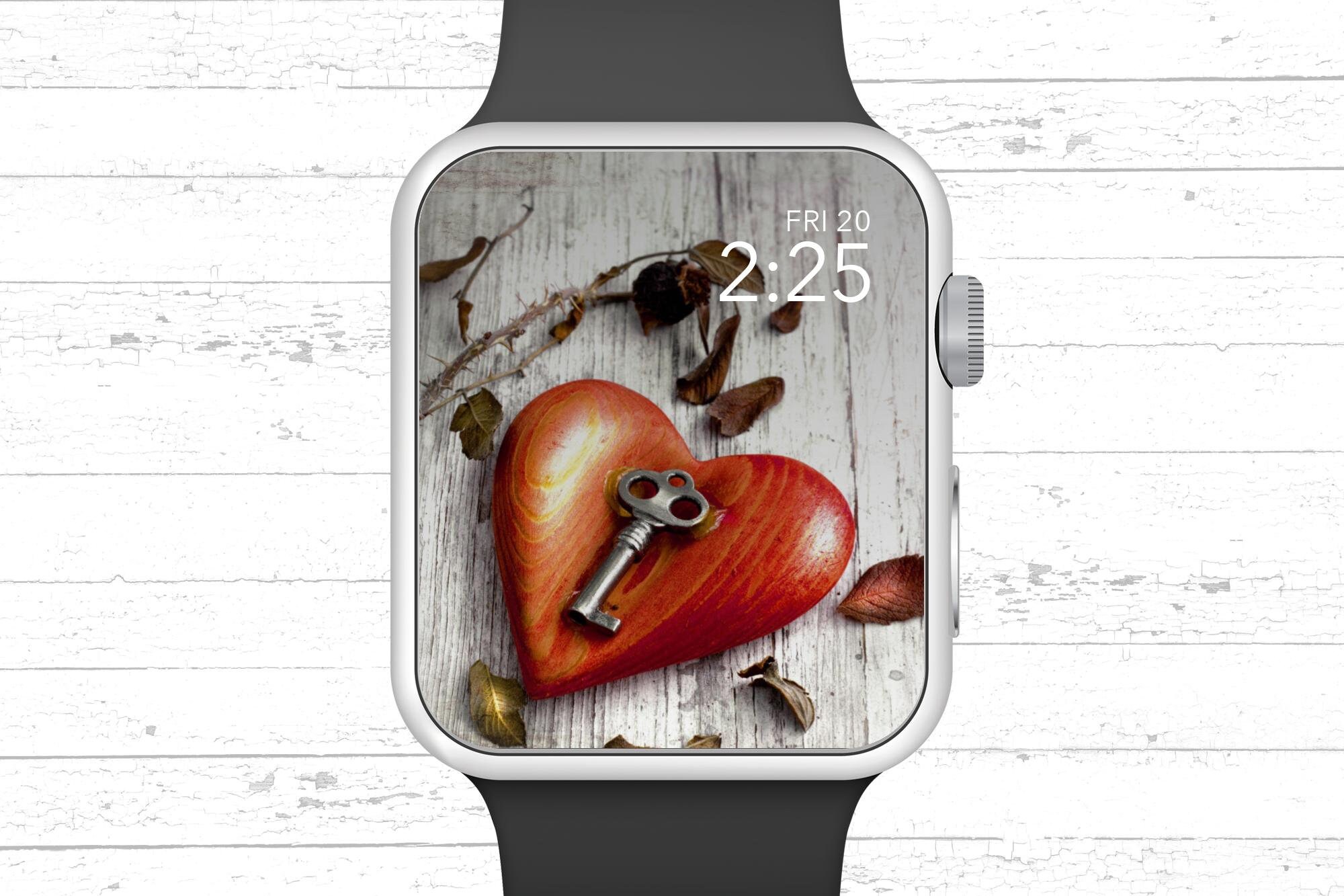 Fondo de pantalla del Apple Watch coraz n de madera roja y dise o