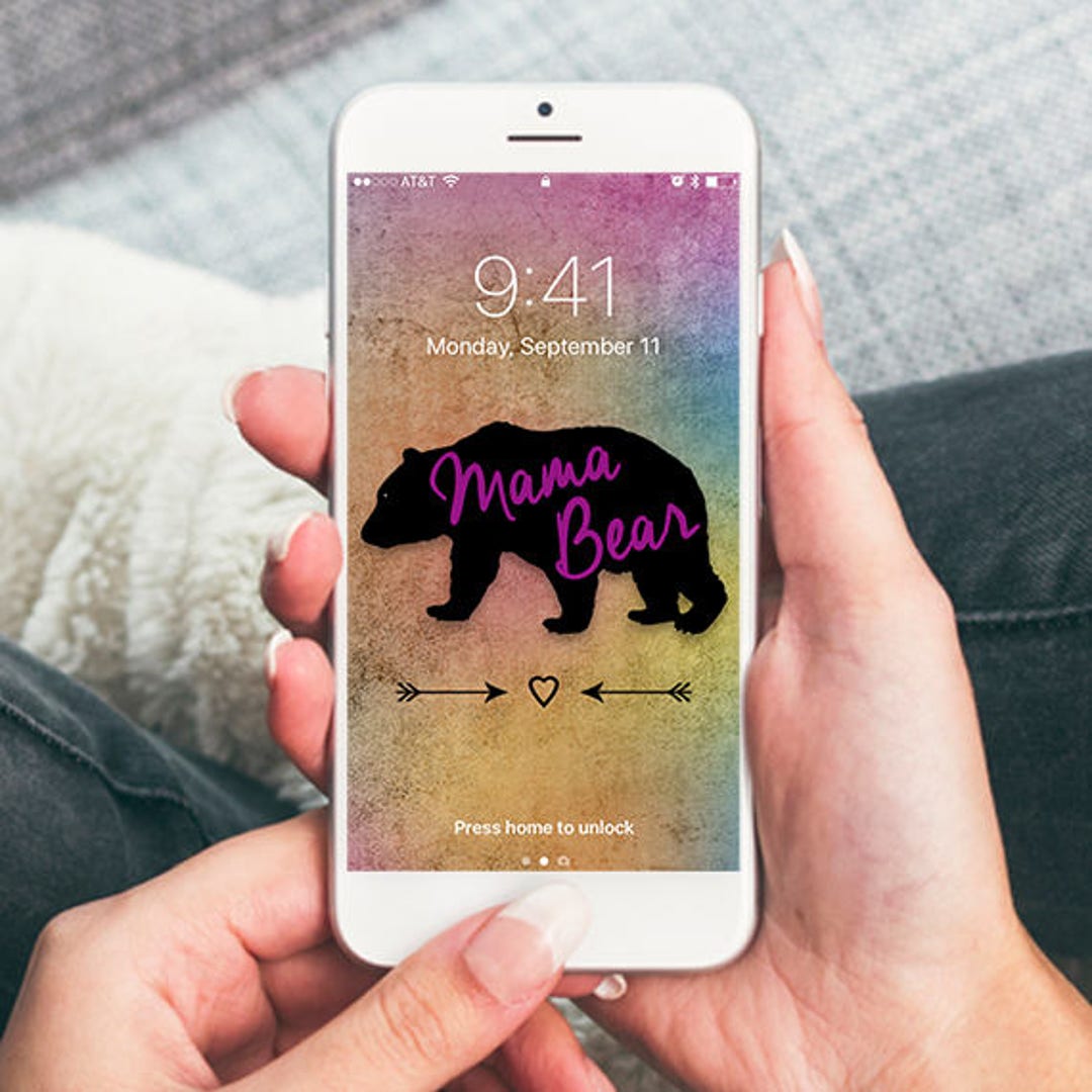 Mama Bear Grunge Colorful Background, iPhone Wallpaper, Cell Phone