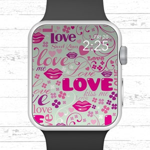 Apple Watch Wallpaper, Hot Pink Love Background Apple Watch Face Design