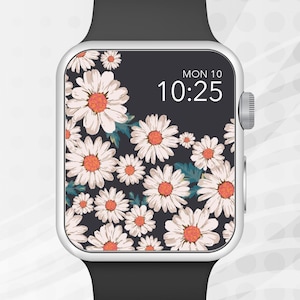 Apple Watch Wallpaper, White Flowers with Colored Center Apple Watch Face Design